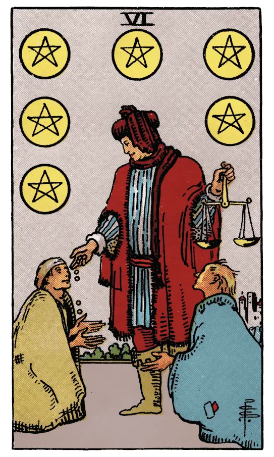 Six of Pentacles Tarot card image
