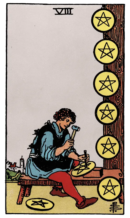 Eight of Pentacles Tarot card image